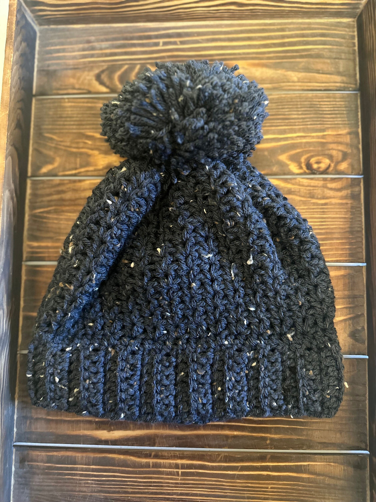 Blue Fleck Pom Beanie