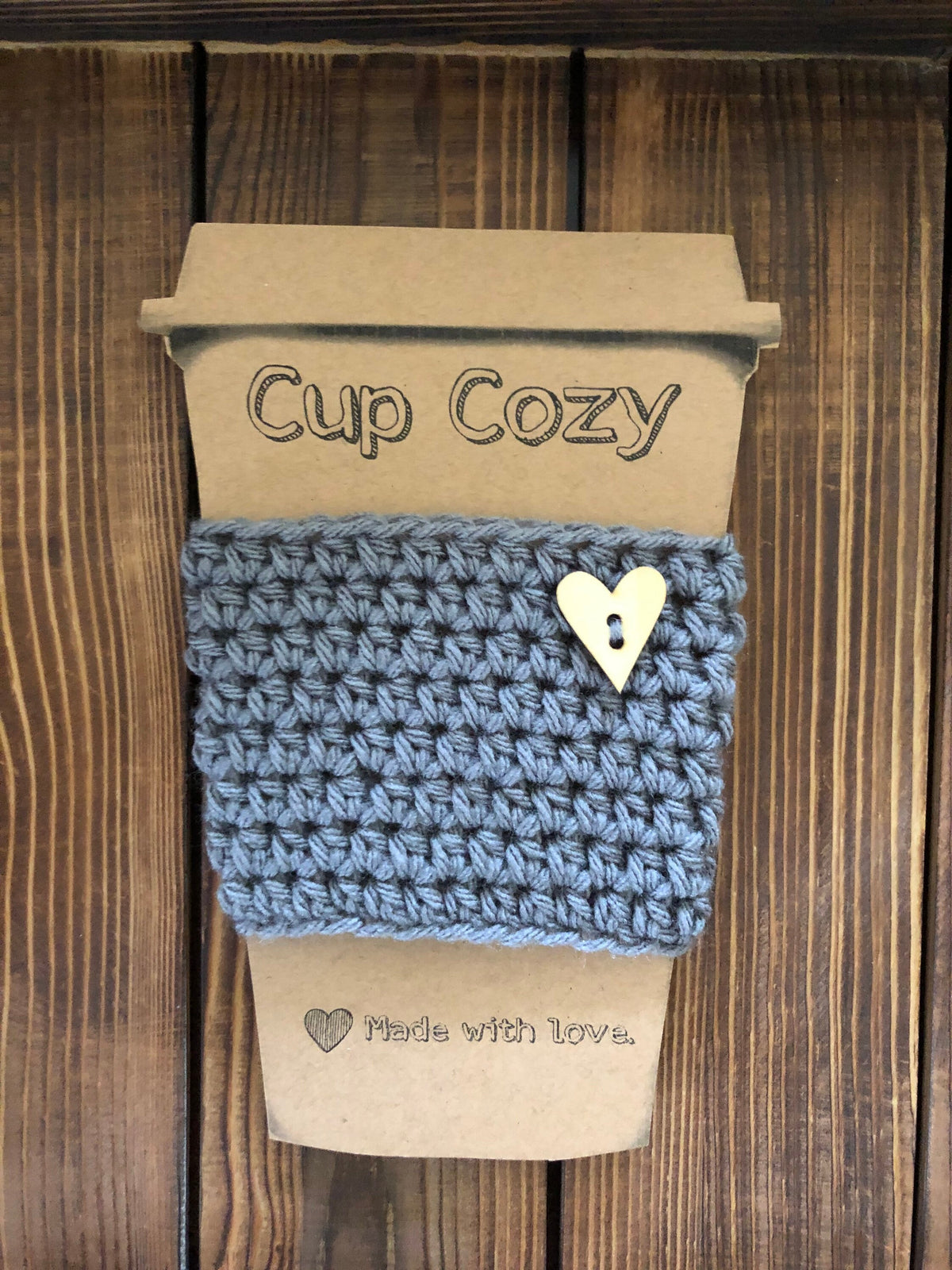 Wooden Heart Coffee Cozies