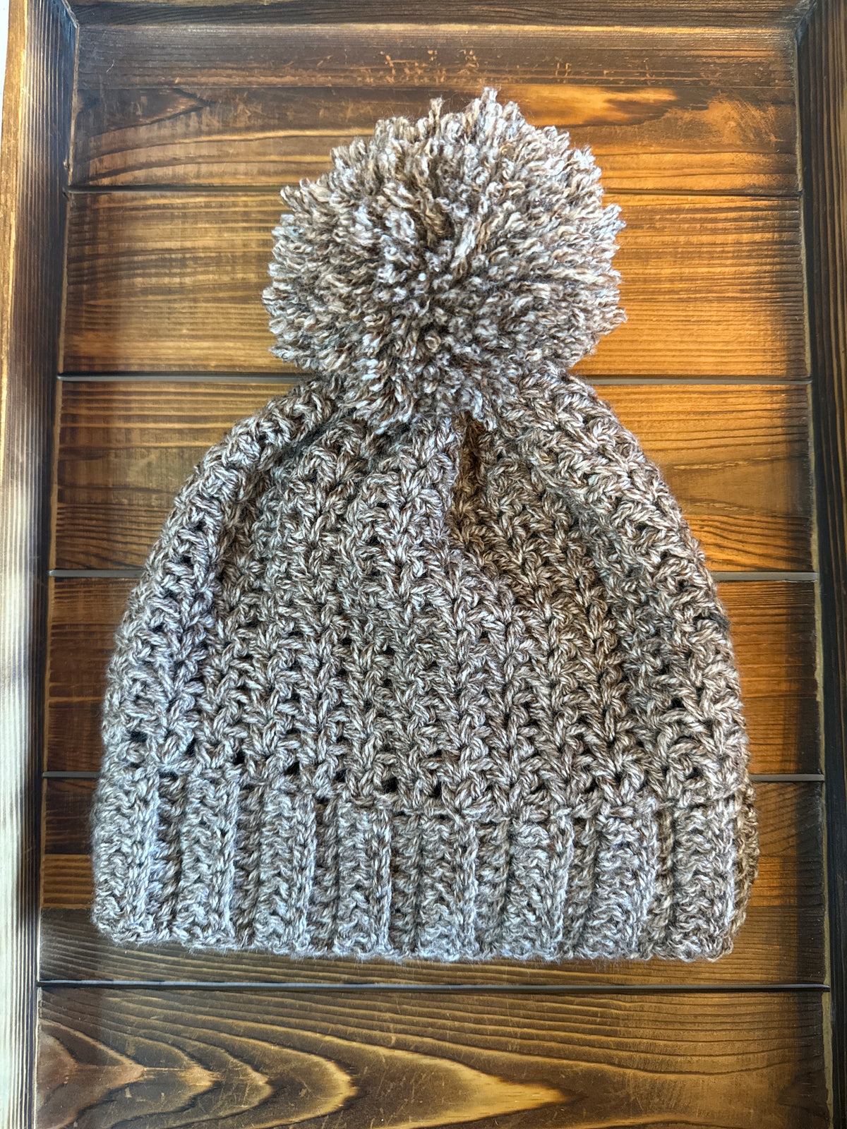 Beige Static Pom Beanie