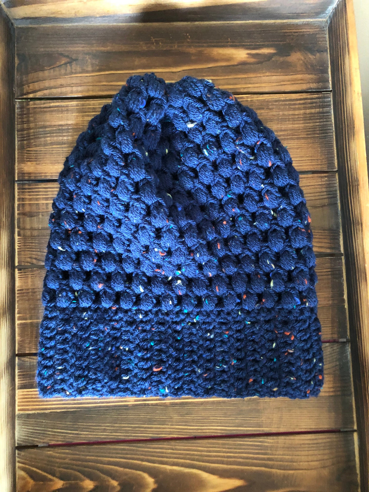 Blue Colorful Fleck Slouchy Beanie