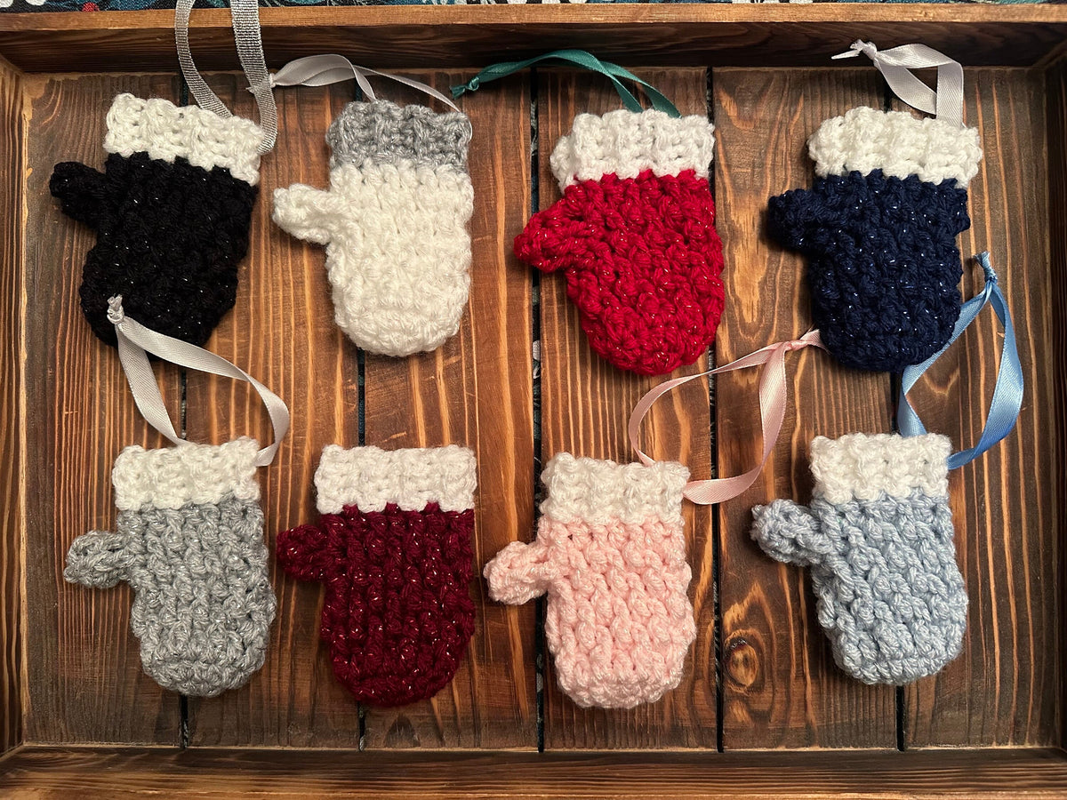 Crocheted Mini Mitten Ornament and Gift Card Holder