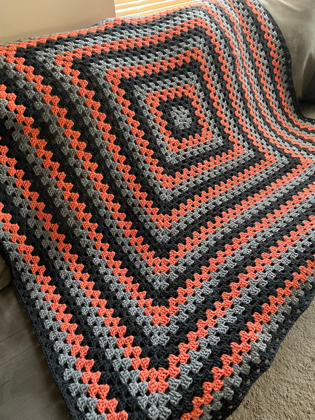 Gray and orange Blanket
