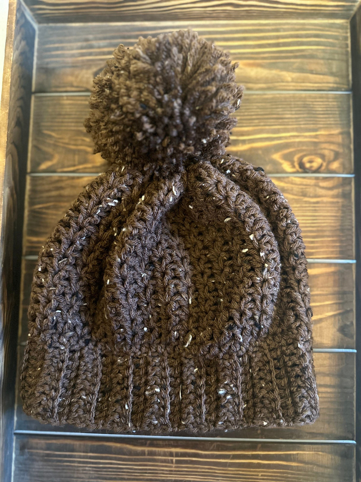 Brown Fleck Pom Beanie