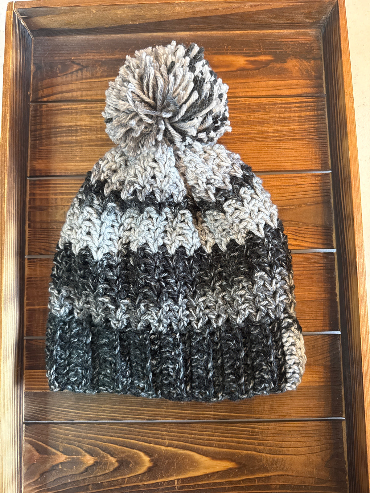 Grey Tone Pom Beanie