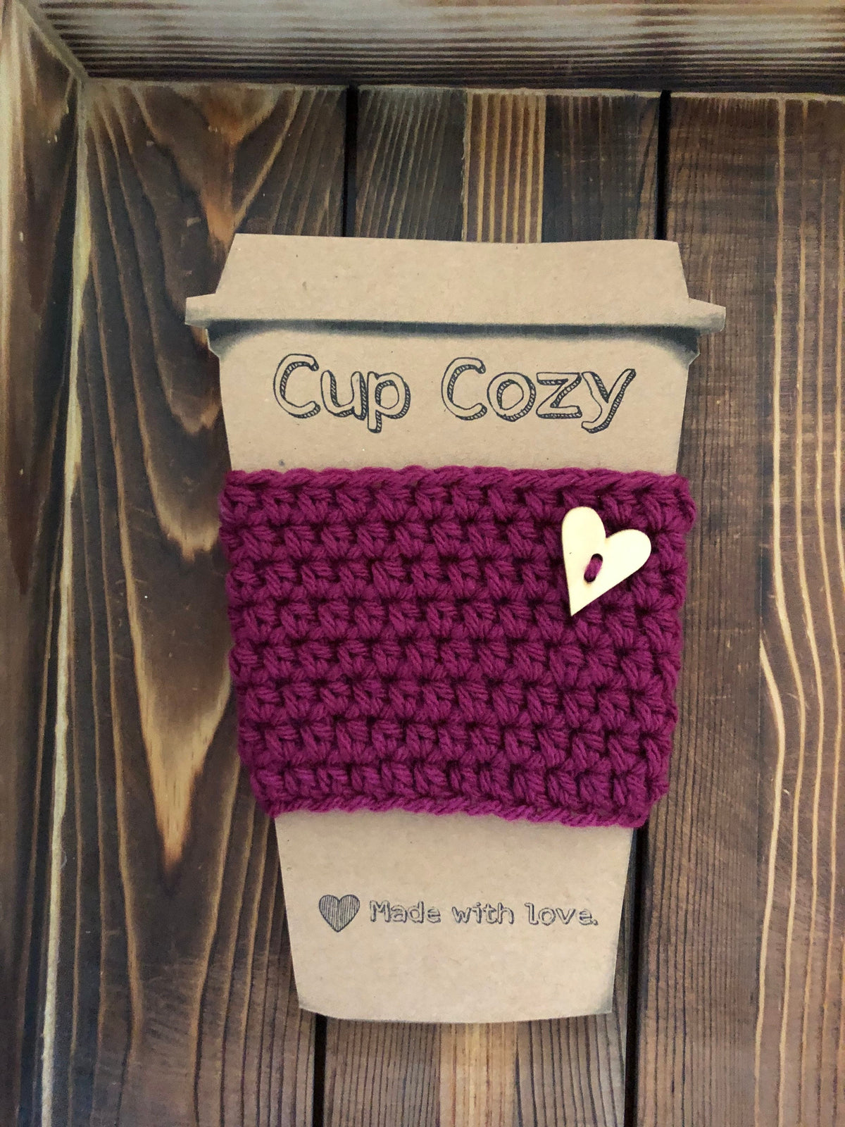 Wooden Heart Coffee Cozies