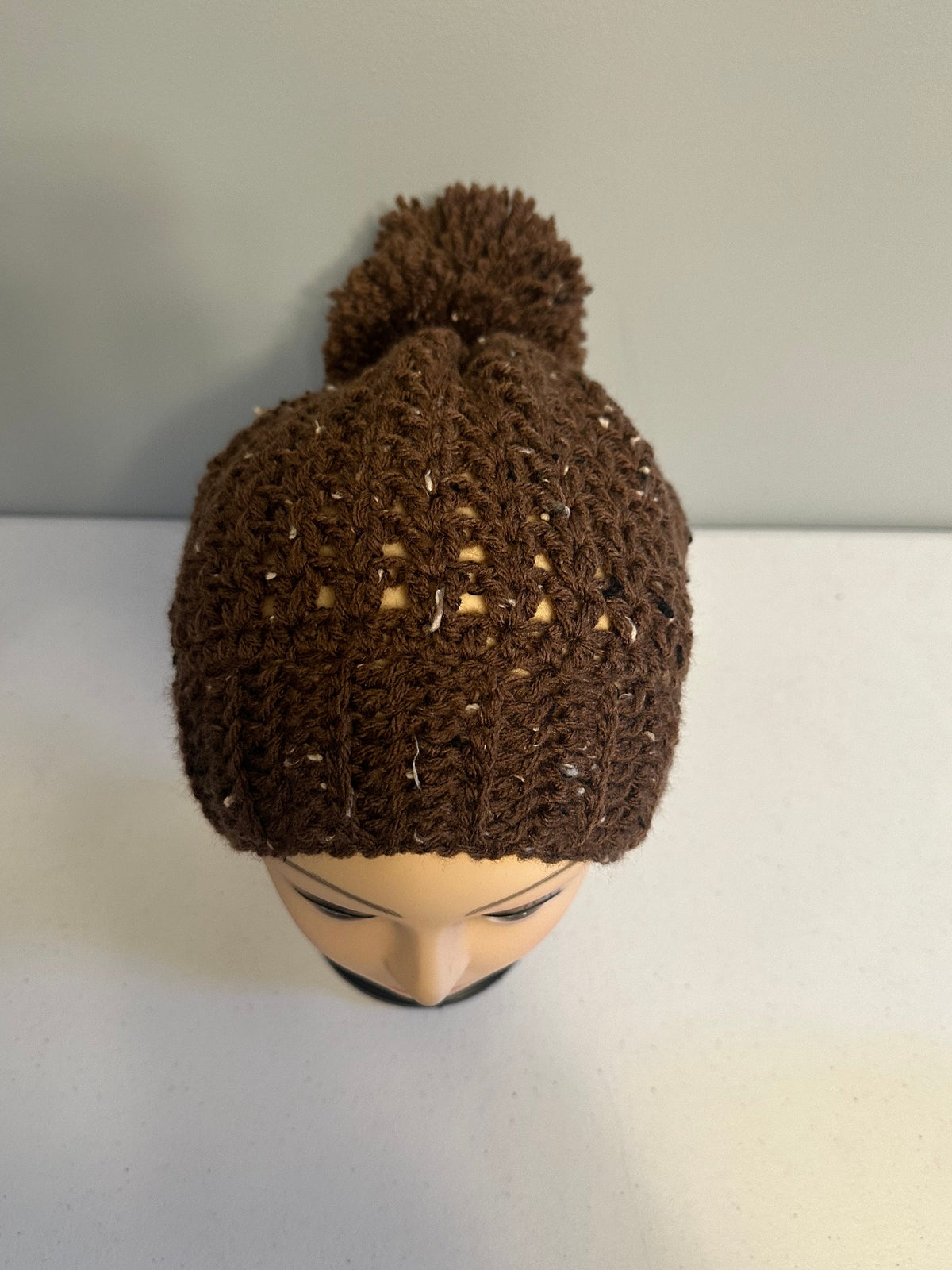 Brown Fleck Pom Beanie