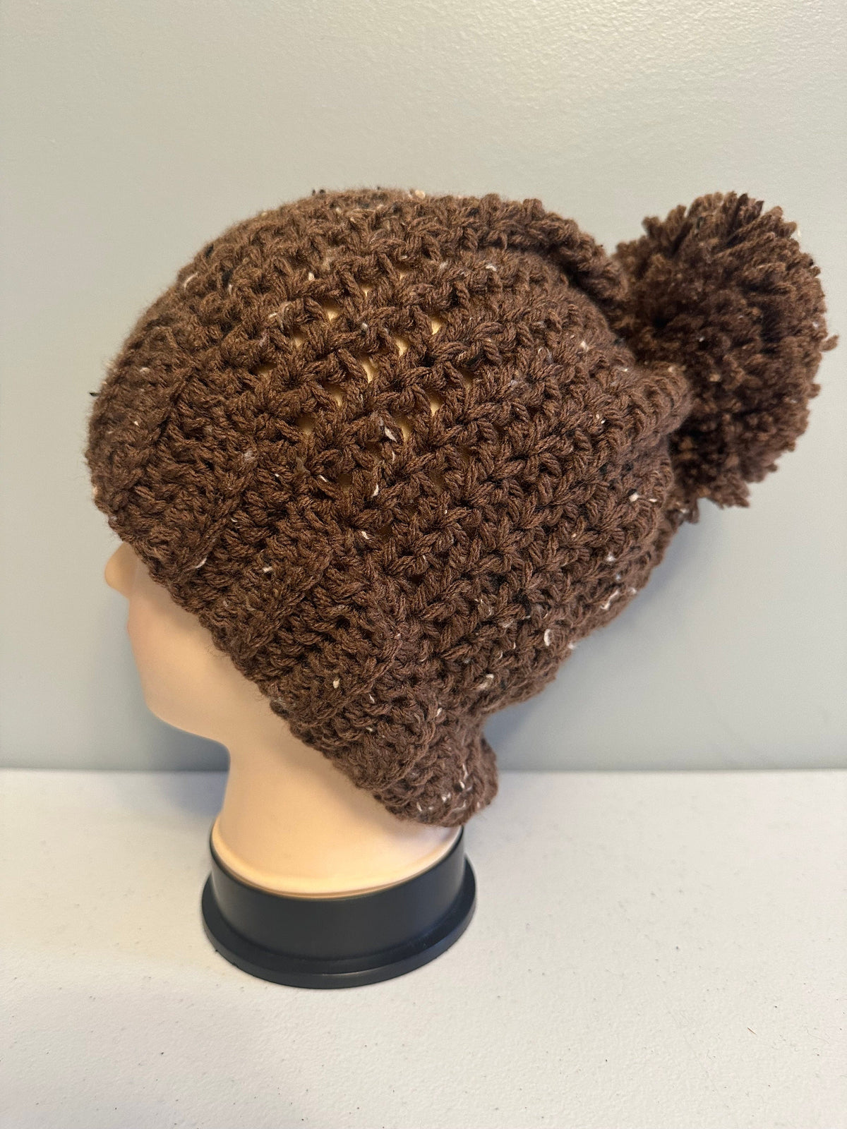 Brown Fleck Pom Beanie