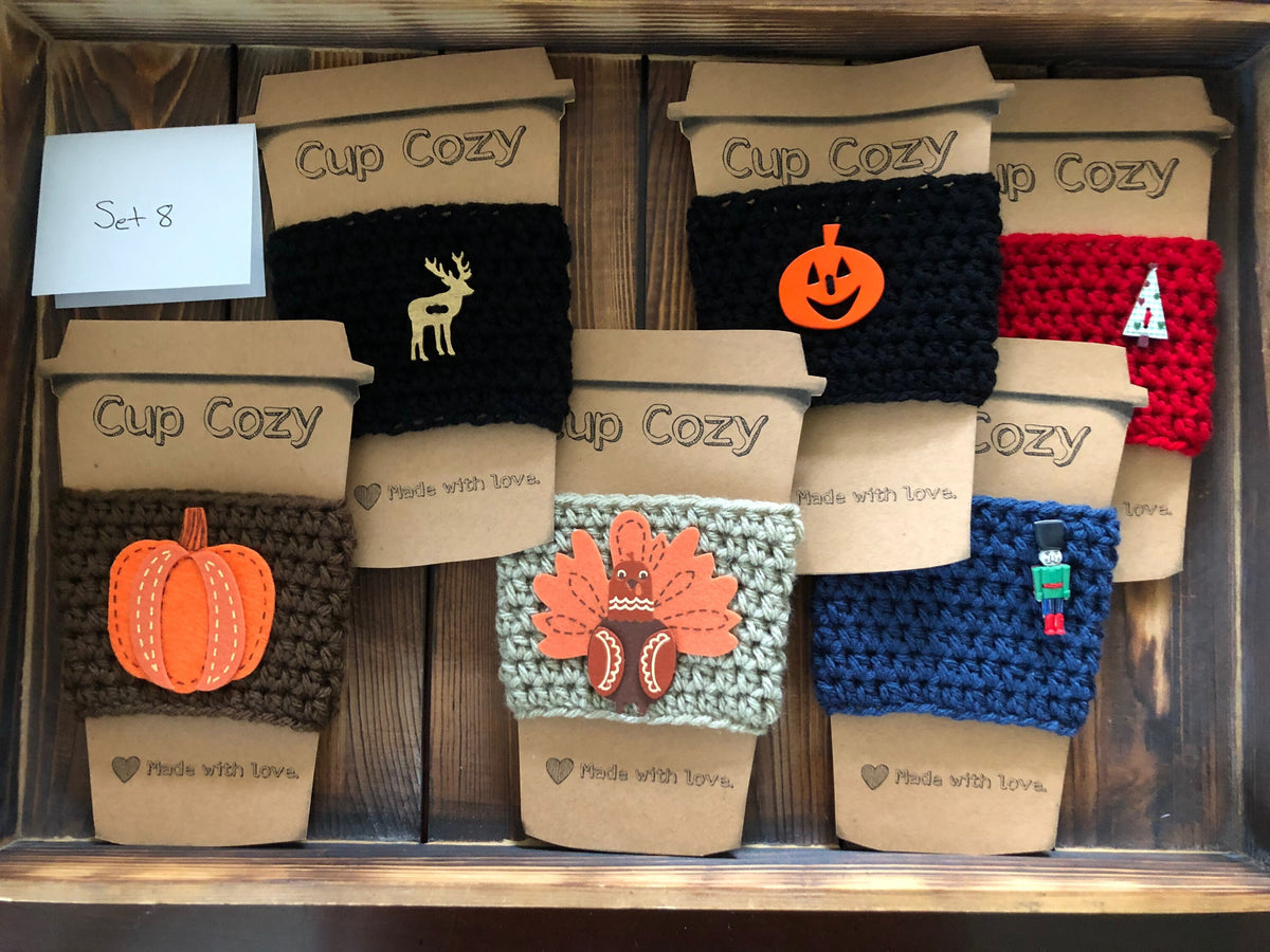 Holiday Coffee Cozies Set 8