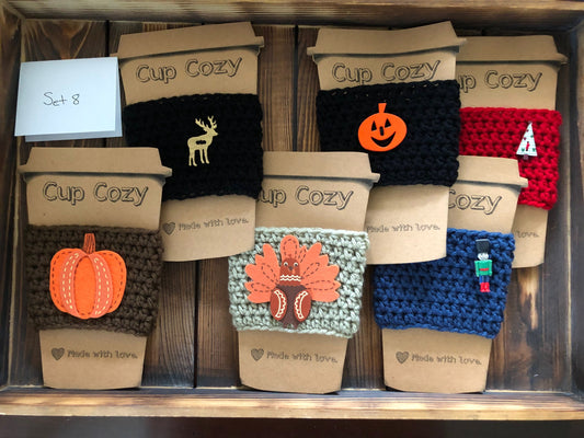 Holiday Coffee Cozies Set 8