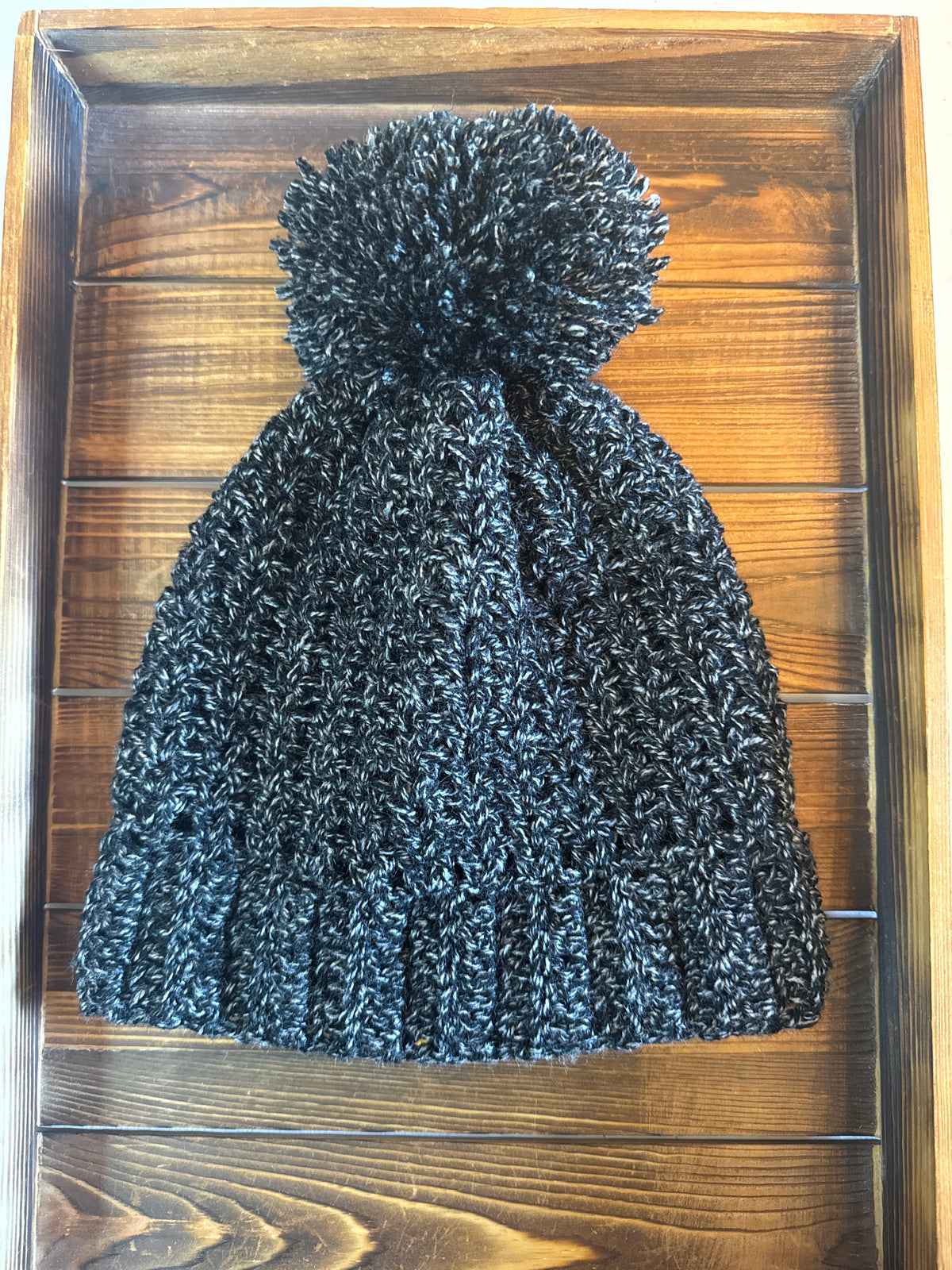 Black Static Pom Beanie