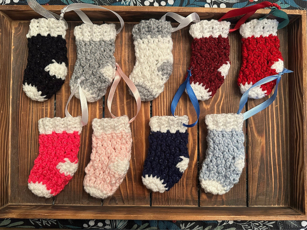 Crocheted Mini Stocking Ornament and Gift Card Holder