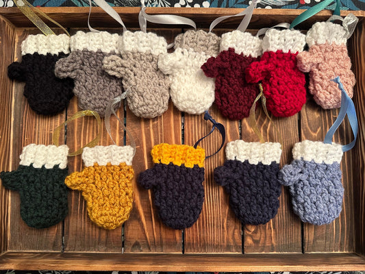 Crocheted Mini Mitten Ornament and Gift Card Holder