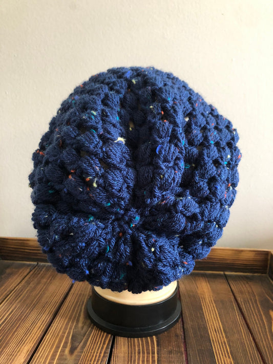 Blue Colorful Fleck Slouchy Beanie
