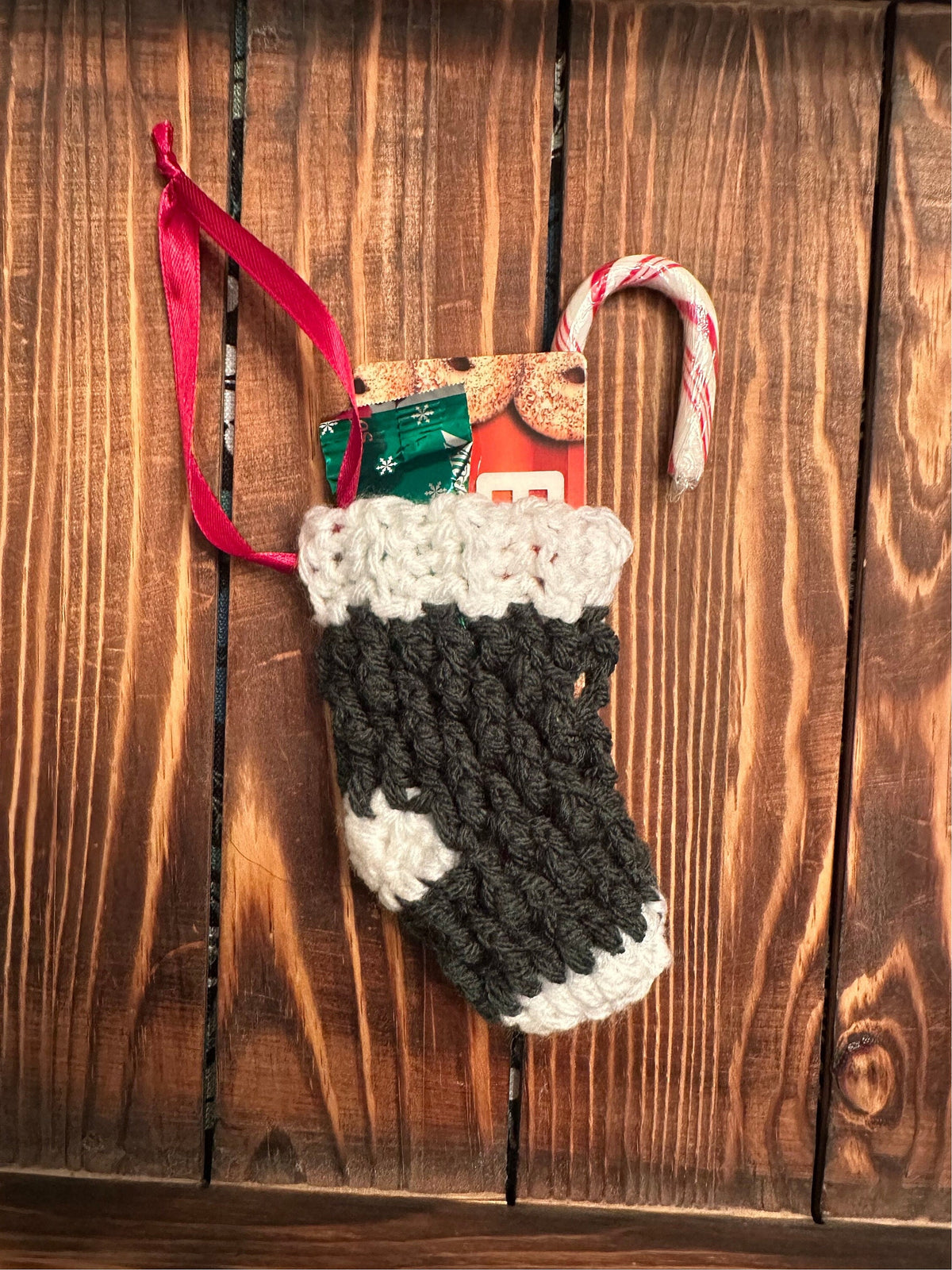Crocheted Mini Stocking Ornament and Gift Card Holder