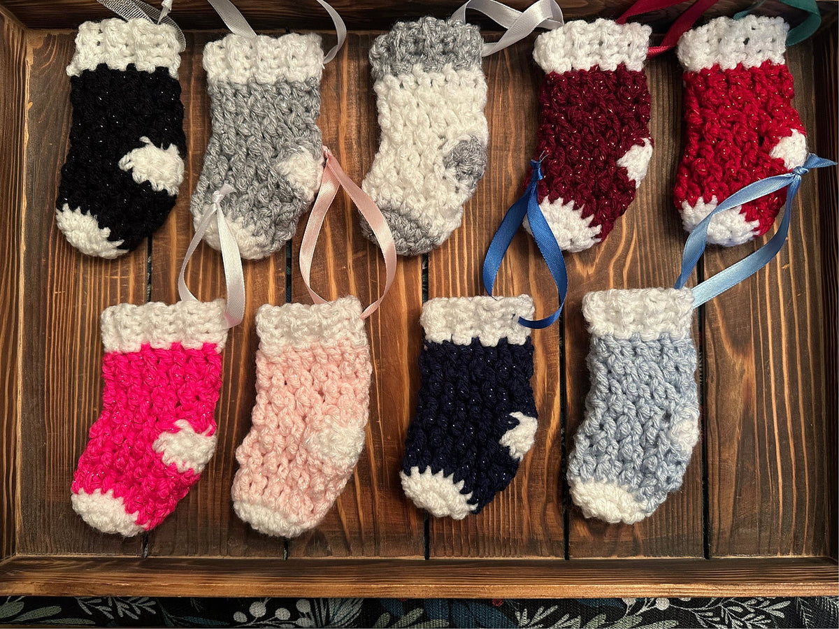 Crocheted Mini Stocking Ornament and Gift Card Holder