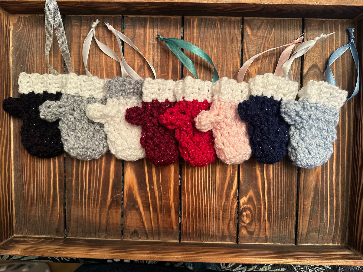 Crocheted Mini Mitten Ornament and Gift Card Holder