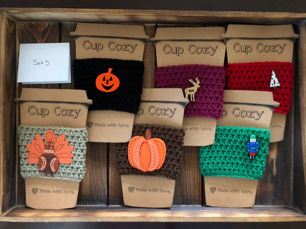 Holiday Coffee Cozies Set 5