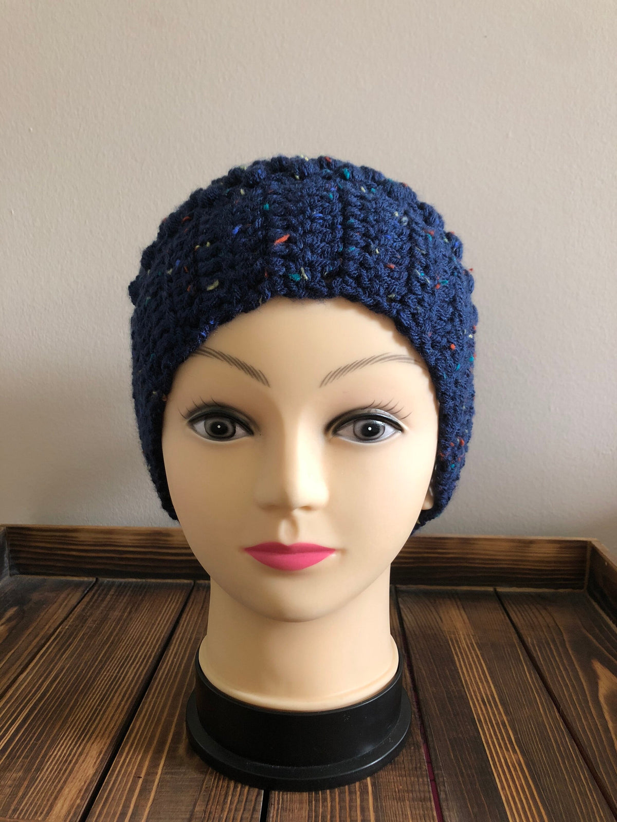 Blue Colorful Fleck Slouchy Beanie